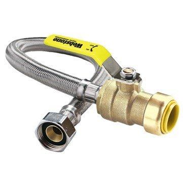 Installed new 40-gallon tall water heater with stainless steel braided connectors. Added brass ball valve with push-to-connect fitting to provide proper shut-off capability for the system. All connections secured and tested for proper operation.