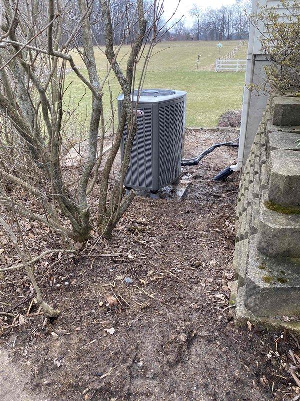 Performed warranty service on heat pump system over 12 months old. Unit was found unlevel with inadequate footing; corrected leveling issues to ensure proper operation and prevent premature component failure. Installed and configured remote temperature sensor in master bedroom to improve system performance and enhance comfort control.