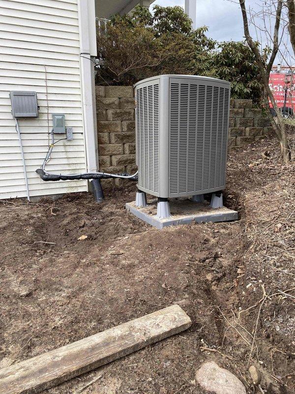 Performed warranty service on heat pump system over 12 months old. Unit was found unlevel with inadequate footing; corrected leveling issues to ensure proper operation and prevent premature component failure. Installed and configured remote temperature sensor in master bedroom to improve system performance and enhance comfort control.