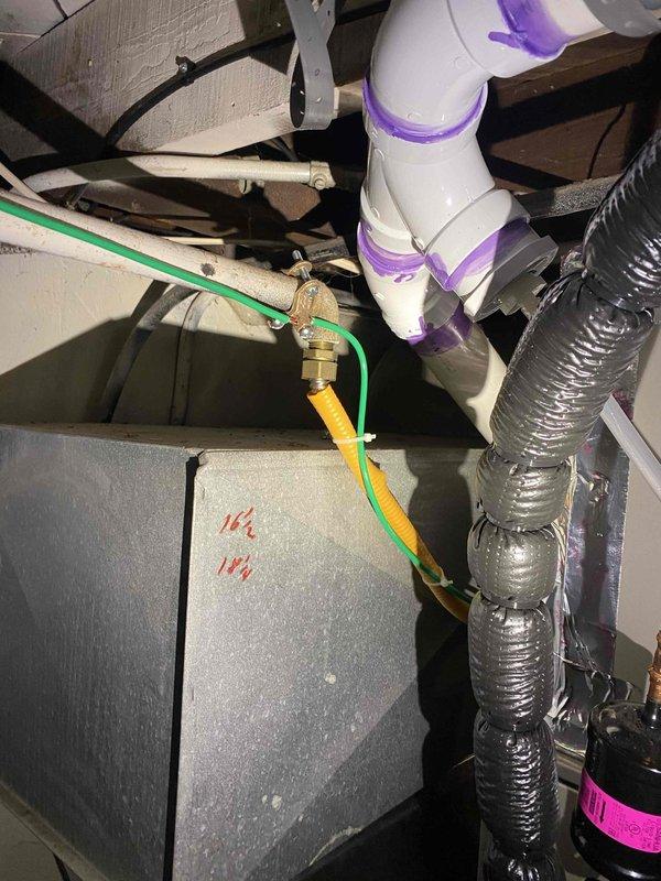 Completed warranty correction work to address failed mechanical inspection related to improper CSST bonding. Corrected the bonding of corrugated stainless steel tubing gas line to meet approved code requirements and industry standards. Re-inspected installation to ensure compliance with local mechanical code for rental property approval.