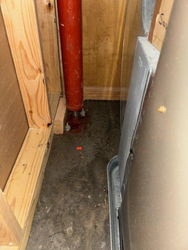 Completed Red Carpet Maintenance inspection on 16 SEER heat pump system. Performed comprehensive system evaluation including visual inspection of equipment and surrounding utility area. Documented baseline conditions of HVAC unit and accessible plumbing infrastructure in basement/mechanical space. Verified system operational status and photographed equipment location and installation for service records.