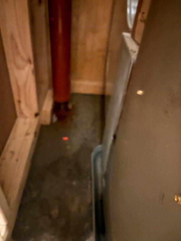 Completed Red Carpet Maintenance inspection on 16 SEER heat pump system. Performed comprehensive system evaluation including visual inspection of equipment and surrounding utility area. Documented baseline conditions of HVAC unit and accessible plumbing infrastructure in basement/mechanical space. Verified system operational status and photographed equipment location and installation for service records.
