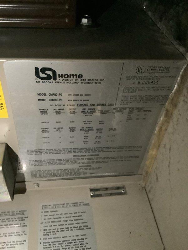 Conducted sales consultation for gas furnace replacement on existing LSI Home HVAC system. Documented current equipment specifications and manufacturer data from existing unit, provided replacement options and quote for new furnace installation.