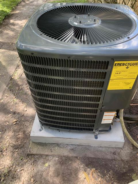 This is the most basic equipment available for purchase today. It uses a single speed compressor and a single speed indoor fan. This unit is the least expensive to initially purchase and install. 
