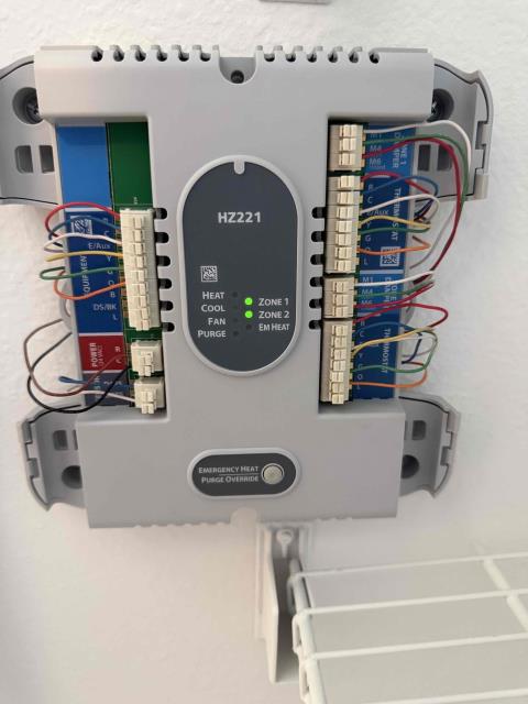 Customer had us out again because the compressor would not turn off after it had achieved its temperature. Upon investigation, Troy found that the zone board that was in place is faulty. We determine this by measuring the 24 V between the common and yellow wire on the thermostat side of the zone board for the top thermostat in the bottom thermostat and we’re not getting 24 V. On the other side of the board where the equipment is, we were getting 24 V coming from the equipment side so that indicated the failure was inside of the zone board. Technician visited with tenants and sent the estimate to the owners. Spoke with the owners and they are just deciding whether or not they would like to also replace the float switch or not.  Customer had us out again because the compressor would not turn off after it had achieved its temperature. Upon investigation, Troy found that the zone board that was in place is faulty. We determine this by measuring the 24 V between the common and yellow wire on the thermostat side of the zone board for the top thermostat in the bottom thermostat and we’re not getting 24 V. On the other side of the board where the equipment is, we were getting 24 V coming from the equipment side so that indicated the failure was inside of the zone board. Technician visited with tenants and sent the estimate to the owners. Spoke with the owners and they are just deciding whether or not they would like to also replace the float switch or not.