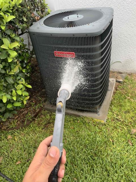 Upon arrival system was cooling fine. I did a thorough inspection of unit. I came across tape coming off supply plenum. I regaled those sections. I did not see no water in float switch. I did see microbial growth in drain line. I checked pressures and delta and everything was looking good. I also went ahead and flushed drain line with vacuum and water hose. Pulled out a lot of gunk. I also sprayed down condenser coil with water hose. I did come across and double trap and stack was needed to be higher than primary line. I informed customer if he has issue with drain line we will need to remove the double trap. Customer paid $189 for drain line treatment with card. 