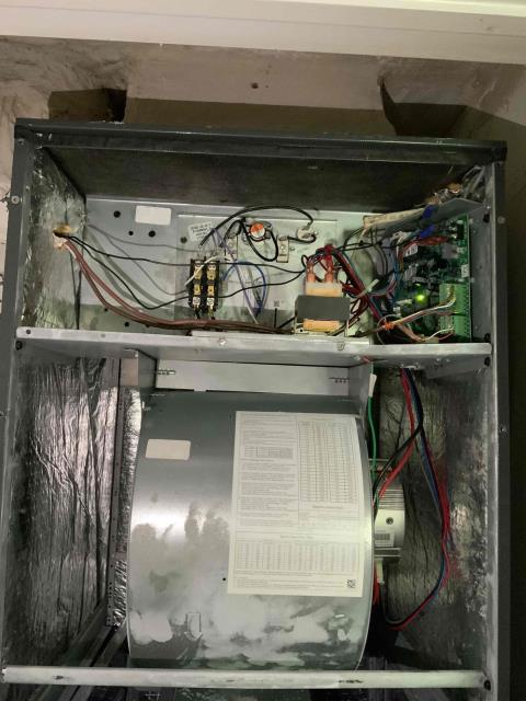 Upon arrival, I found that the air handler unit (AHU) and condenser unit were both operating normally. However, the customer reported high humidity levels in the home. I used a psychrometer to measure the temperatures and humidity levels and found that the Tsat was not reading correctly and the humidity levels were different from the Tsat readings. I recommended installing two surge protectors for the AHU and condenser unit and replacing the Tsat. I also checked the pressures and temperatures and everything was looking good.