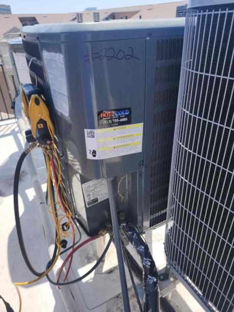 I was called to a home to inspect a home's air conditioning system. Upon arrival, I discovered that the system was not cooling. I inspected the air handler unit (AHU) and found that the float switch was wet. The customer explained that maintenance personnel had flushed the drain line from the outside main drain. I informed the customer that we needed to flush the drain line from the inside and perform a drain line treatment. The customer agreed to the treatment and I performed the drain line treatment. The drain line was pretty clogged, and I did my best to flush it. However, it appears that the main drain from the building has built up in it. I let the system run for 15 minutes to ensure that it was not getting water in the float switch again. After 15 minutes, there was water in the float switch. I sucked out the water again and hit it with nitrogen. I did not check pressures or subcool and superheat because the unit is in the roof and I would have to get the key from the maintenance