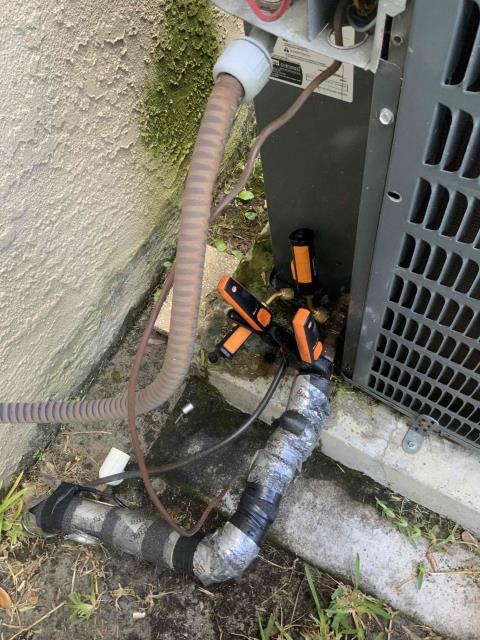 I arrived at the customer's home to perform a routine maintenance check on their air conditioning system. Upon arrival, I found that the system was running and cooling properly. The thermostat was set to 76 degrees, and the air conditioner was producing cool air. I checked the pressures and temperatures of the system and found that it was overcharged. I informed the customer of the issue and explained that it was likely due to a leak in the system. The customer agreed to have the system repaired, and we scheduled a return visit for Monday at 12:00 PM.

During the repair, I discovered that the system was not able to recover some of the refrigerant due to the rain. We decided to return to the supply house and pick up the necessary refrigerant when we returned on Monday. The customer paid a deposit of $174.50 for the repair of the tsat.
