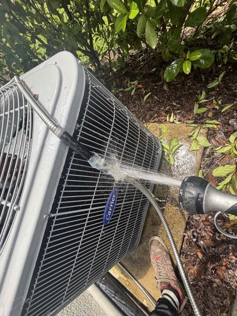 I arrived at the customer's home to find that the air conditioner was not cooling and the thermostat was off. Upon further inspection, I discovered that the float switch was full of water. I informed the customer that we would need to perform a drain treatment to resolve the issue. The customer declined to pay for the drain treatment, stating that she had a maintenance appointment scheduled with us the following day. Instead, she decided to perform the maintenance herself. I did not flush the drain, but I did dry out the float switch with a rag.