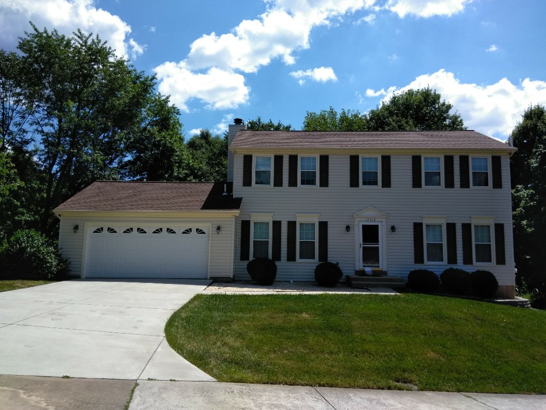 Herndon, VA - A violent storm with large hail caused damage to the home's roof, siding, and gutters. We replaced the roof with CertainTeed Landmark shingles. We replaced the aluminum siding with Norandex Sagebrush Super Premium vinyl siding. We replaced the gutters with custom-made seamless aluminum gutters. Herndon, VA - A violent storm with large hail caused damage to the home's roof, siding, and gutters. We replaced the roof with CertainTeed Landmark shingles. We replaced the aluminum siding with Norandex Sagebrush Super Premium vinyl siding. We replaced the gutters with custom-made seamless aluminum gutters.