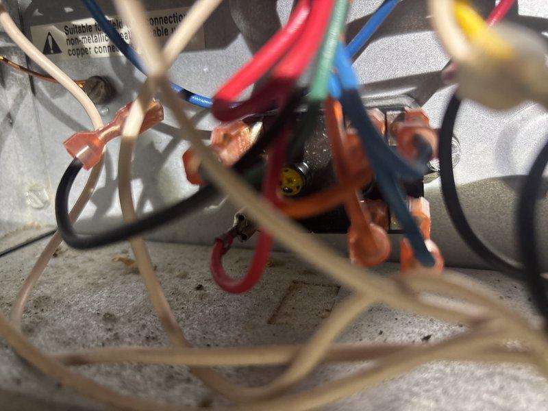 Responded to a no heat service call for an aging system (10+ years). Upon inspection, identified loose electrical connections at the control board and junction box that were causing intermittent operation. Cleaned all wire terminals, secured connections with appropriate wire nuts, and verified proper voltage to components. System is now operating correctly with proper airflow and heating function restored.