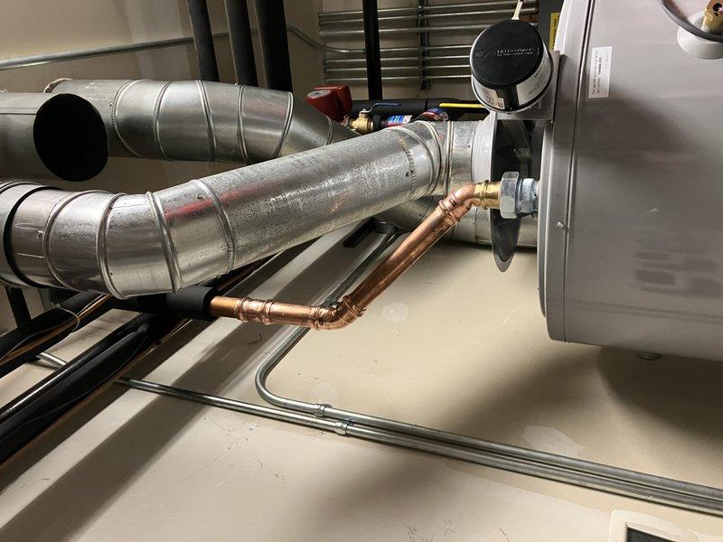 Completed installation of a 100-gallon commercial water heater as quoted, with all necessary plumbing connections and venting properly secured. Connected copper piping with appropriate bends and fittings to the new unit. Pulled and attached required permit to customer account.