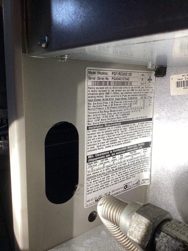 Responded to no cool call for 8+ year old system where customer reported burning smell and no warm air. Inspected unit (model PGF1RC060C12B) and found issue with electrical components. Inspected wiring connections and blower motor assembly, which were the likely source of the burning odor. Restored system operation and verified proper cooling function.