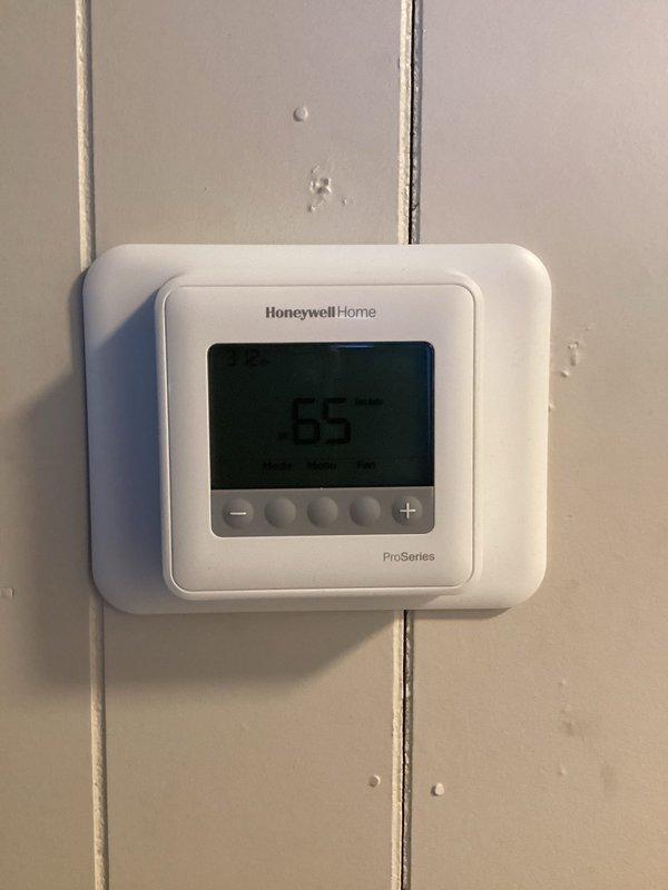 Successfully installed a Lennox ML196UH045 furnace with Honeywell Home ProSeries T4 thermostat. Connected unit to existing return filter and completed all necessary PVC drainage and ventilation connections. System is functioning properly with proper ductwork sealing and electrical connections.