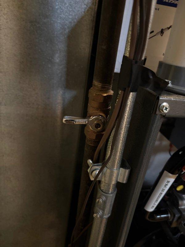 Responded to callback regarding heating system cycling issue with frequent resets required. Used inspection camera to examine system components and identified frost/ice buildup in ductwork. Inspected shut-off valve and associated plumbing components, finding them functional. Previous service had addressed flame sensor with cleaning, but current inspection revealed more extensive issues with system operation requiring further diagnosis.