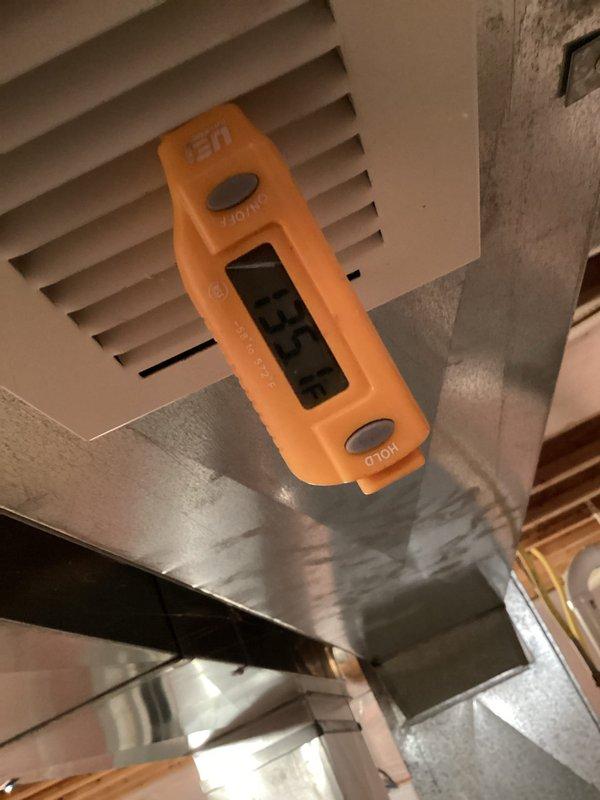 Successfully installed new Lennox ML196UH070XE48BK furnace with T4 thermostat in basement utility room, connecting to existing filter return. System startup performed with temperature verification confirming proper operation at 35.6°F.