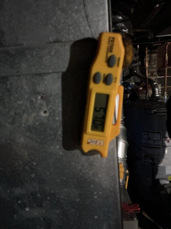 Successfully completed warranty replacement of ML180UH070 furnace. Performed operational testing with digital measurement devices showing appropriate readings (315). Original unit was removed and prepared for return to shop.