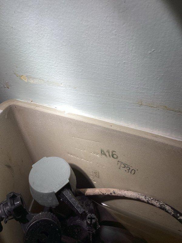 Responded to service call for toilet requiring wax ring replacement. Inspected interior tank components and found functional flush valve assembly with some mineral deposits. Completed wax ring replacement to resolve leakage issue at toilet base.