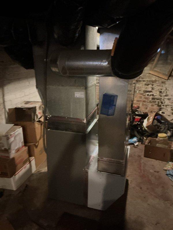 Successfully installed a Lennox ML180UH070E36BK furnace in basement with 1610 media filter. Replaced damaged 6" flex duct that was hanging down and properly secured all ductwork connections. System was tested and confirmed to be operating according to manufacturer specifications.