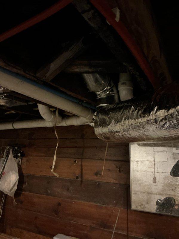 Successfully repaired ductwork connected to newly installed furnace in basement utility area. Acquired and installed 8" flex duct and necessary fittings from Johnstone Supply to properly connect the system. Ensured proper insulation and sealing of all connections for optimal system performance.