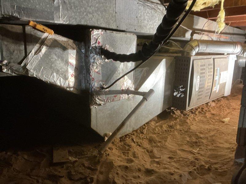 Successfully installed Lennox ML180UH070E36BK furnace in crawl space with 1410 media air cabinet and filter. Connected unit to existing venting system and reconfigured ductwork with proper insulation while retaining customer's existing thermostat for system control.