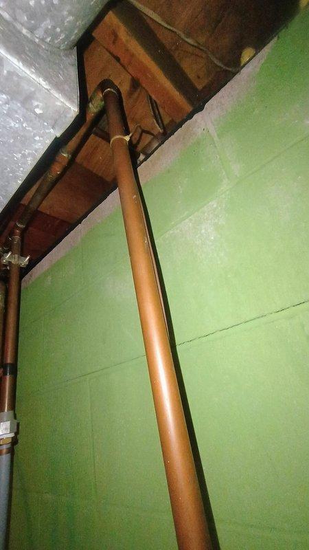 Conducted inspection of residential plumbing system, specifically examining two failing shut-off valves requiring replacement. Assessment revealed water damage on wooden subfloor and joists, with existing copper pipe infrastructure that customer is considering converting to PEX. Provided professional consultation regarding shower plumbing concerns and recommendations for proper pipe replacement methodology.