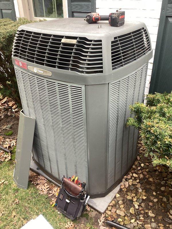 Performed scheduled HVAC maintenance service under MP membership. Inspected electrical control panel which showed significant dust accumulation on components including capacitor, relays, and contactors. Removed access panels on outdoor Trane condensing unit, cleaned components, and checked electrical connections for proper operation.