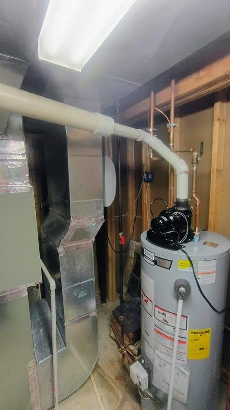 Installed a 40-gallon gas power vent water heater in unit C23/19 per approved quote and purchase order 406370861-001. Replaced existing AO Smith ProLine XE unit with new equipment, connecting gas supply lines, copper water piping, and PVC venting in the mechanical room. Completed site evaluation upon arrival, performed installation with proper safety shutoffs, drain pan placement, and pressure relief valve configuration, ensuring all connections met code requirements.