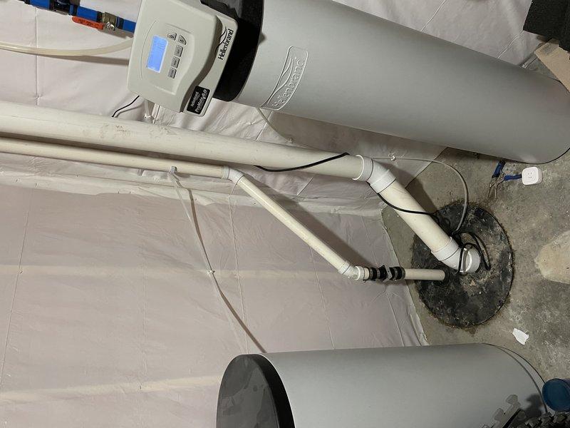 Assessed customer's continuously running sump pump system and determined inadequate capacity for current water volume. Evaluated existing single-pump configuration and recommended upgrading to a dual sump pump system or larger capacity unit to handle the excessive water discharge. Provided complimentary estimate for system upgrade options.