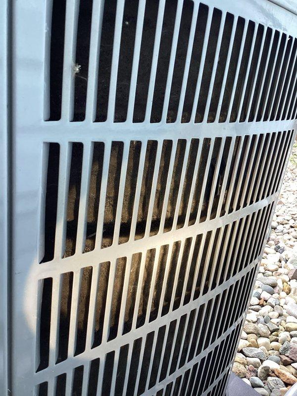 Completed planned A/C maintenance as part of HVAC membership service. Inspected outdoor condensing unit and noted debris accumulation on condenser coils requiring attention. Checked indoor air return grille and replaced 16x20x1 air filter per maintenance protocol.