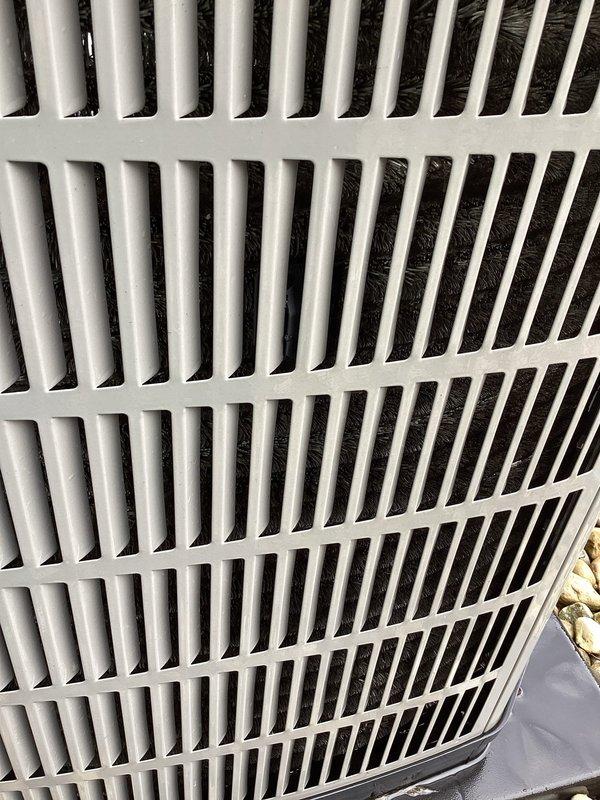 Completed planned A/C maintenance as part of HVAC membership service. Inspected outdoor condensing unit and noted debris accumulation on condenser coils requiring attention. Checked indoor air return grille and replaced 16x20x1 air filter per maintenance protocol.