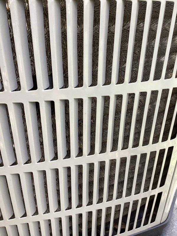 Completed scheduled air conditioning maintenance per membership agreement on American Standard HVAC system. Inspected and serviced unit components, including return air grille and filter assembly with 14x25x1 filter showing significant dust accumulation, which was addressed during maintenance to ensure optimal system airflow and performance.