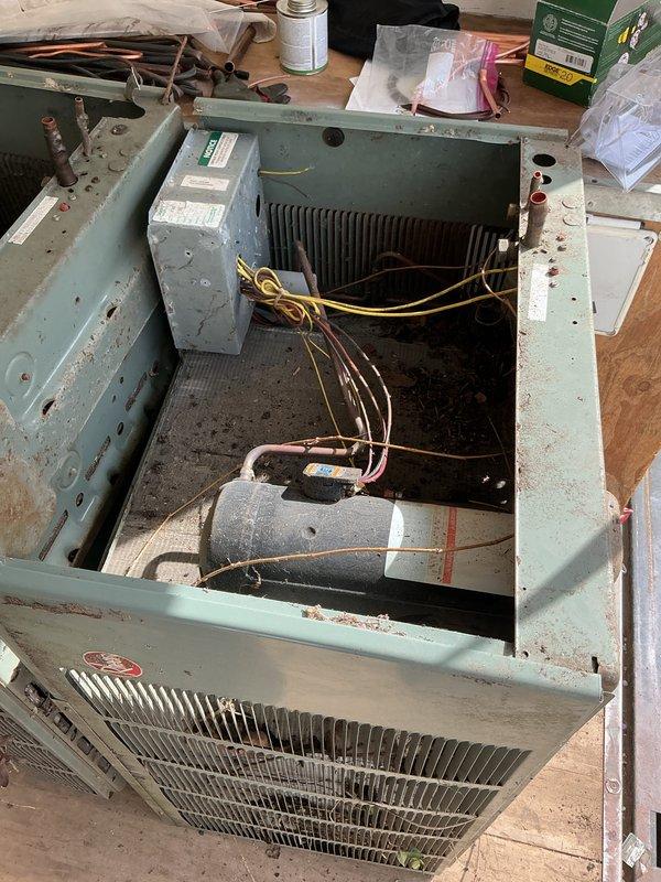 Completed installation of two separate Lennox air conditioning systems. System #1 consisted of ML13KC1-024 condenser unit paired with CK40HT-24A horizontal cased evaporator coil, with existing thermostat reused for temperature control. System #2 consisted of ML13KC1-024 condenser unit paired with CK40CT-30B cased evaporator coil, also utilizing existing thermostat. Both outdoor condensing units were positioned on concrete pads against exterior brick walls with proper clearances maintained for airflow and serviceability. All refrigerant lines were installed and systems were charged to manufacturer specifications. Electrical connections were completed to both condenser units and indoor coils, with all wiring secured and properly terminated. Systems were tested for proper operation including compressor function, airflow, and temperature differential across coils. Both units are operating within normal parameters and providing adequate cooling capacity.