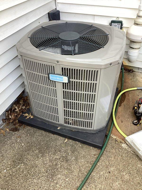 Completed planned air conditioning maintenance per membership agreement. Performed comprehensive system inspection of outdoor condenser unit, including electrical components, capacitor testing, and verification of all wire connections within control panel. Cleaned condenser coils, verified proper airflow through louvered vents, and confirmed unit operational status on concrete pad.