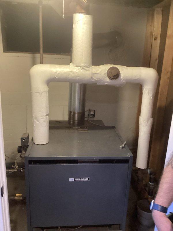 Conducted comprehensive home assessment for complete HVAC system conversion from existing boiler with column radiator heating to forced air furnace with central air conditioning. Evaluated current boiler system configuration, examined radiator placement throughout living spaces, and assessed basement utility area for new equipment installation. Documented existing infrastructure including insulated piping, exhaust venting, and electrical connections to develop conversion specifications. Presented homeowner with equipment options and system design recommendations for transitioning to ducted forced air distribution with cooling capability.