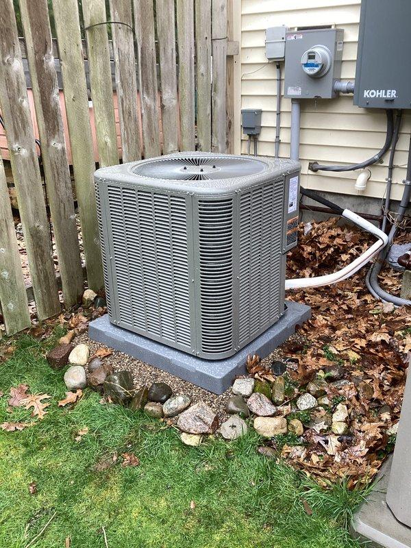 # Complete HVAC System Installation

Installed a complete Lennox HVAC system including an EL297 high-efficiency furnace, ML13 air conditioning unit, T6 programmable thermostat, media air filter, and whole-home humidifier. Addressed electrical issues with the existing air conditioning system by inspecting and correcting wiring deficiencies. Upgraded the main electrical panel breaker from its previous rating to a 40-amp breaker to properly support the new air conditioning unit's electrical requirements. Replaced the outdoor disconnect switch to ensure safe electrical operation and code compliance. System was tested and verified operational with proper temperature control and airflow throughout the home.