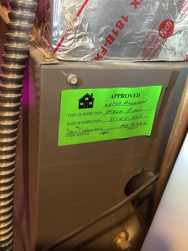 Completed scheduled air conditioning tune-up and preventative maintenance on residential HVAC system. Performed comprehensive system inspection, verified proper operation of all components, installed new 16x25x1 air filter, and documented equipment condition with current inspection sticker showing approved status.