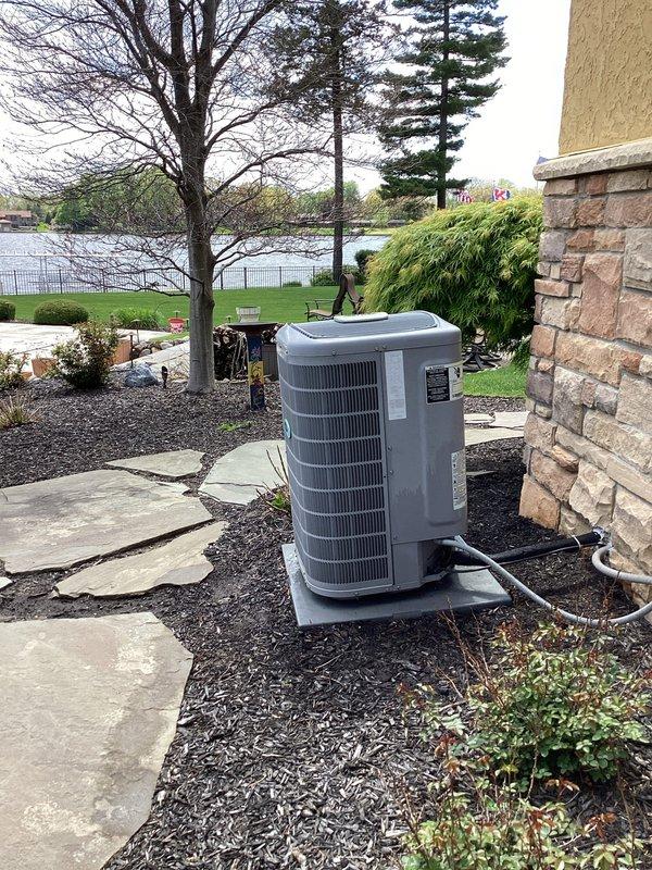 Completed planned trio maintenance on three HVAC systems, including filter replacements staged near sheet metal bench. Installed two DGAPCCCAR1625AM Infinity filters and one Aprilaire 210 filter as part of seasonal maintenance protocol. Verified all systems operational with proper airflow and performed standard maintenance checks on outdoor condenser unit and indoor air handling equipment.