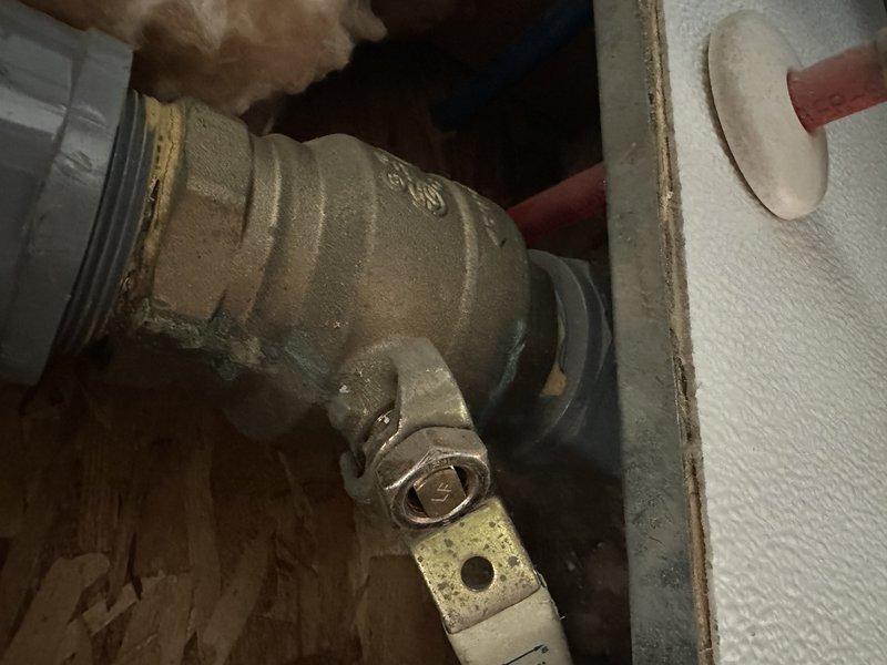 Conducted on-site evaluation for installation of three automatic flush toilets. Assessed existing plumbing infrastructure to determine if current half-inch water supply lines have adequate capacity and pressure to support the one-inch supply lines required for automatic flush valve operation. Documented existing plumbing configuration including main water supply valve assembly, PEX distribution lines, and filtration system. Photographed valve connections, pipe sizing, and water distribution components to support estimate preparation for necessary supply line upgrades and automatic flush toilet installations.