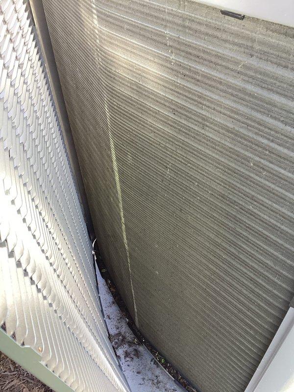 Completed planned air conditioning maintenance under HVAC membership agreement. Replaced heavily soiled 20x25x4 air filter that had been missed during previous service visit, as evidenced by significant discoloration and debris accumulation. Performed standard maintenance procedures on outdoor condenser unit, inspecting refrigerant lines, electrical connections, and overall system operation. Unit operating within normal parameters upon completion of service.