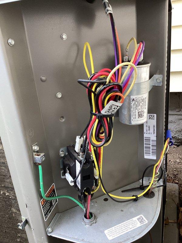 Completed scheduled air conditioning maintenance per HVAC membership agreement. Performed comprehensive inspection of outdoor condensing unit, verified electrical connections and capacitor operation, cleaned and secured all wiring within control panel, and confirmed proper system function. Unit operating within normal parameters upon completion.