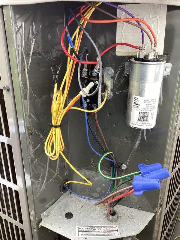 Completed scheduled A/C maintenance per membership agreement during the 8-12 PM service window. Performed comprehensive system inspection of outdoor condensing unit and interior electrical components, including capacitor testing, electrical connection verification, and control panel assessment. All components found operating within normal parameters, system charged and functioning properly.