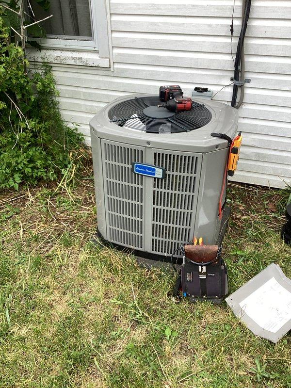 Completed scheduled A/C maintenance per membership agreement during the 8-12 PM service window. Performed comprehensive system inspection of outdoor condensing unit and interior electrical components, including capacitor testing, electrical connection verification, and control panel assessment. All components found operating within normal parameters, system charged and functioning properly.