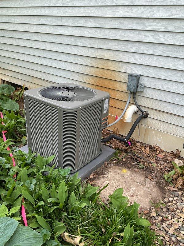 Completed full HVAC system installation including outdoor condensing unit and indoor components. Consulted with customer regarding existing electronic air cleaner and provided Aprilaire 1620 as replacement option. Verified system operation with digital instrumentation, installed refrigerant lines with proper insulation, mounted electrical disconnect, and confirmed all components functioning to manufacturer specifications.