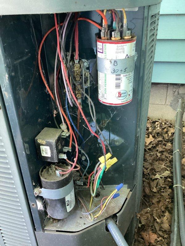Completed preventive maintenance tune-up on 25-year-old residential air conditioning system. Performed comprehensive inspection of outdoor condensing unit, including electrical connections, capacitor functionality, contactor operation, and refrigerant pressures. All components found operating within normal parameters; cleaned condenser coil, checked amperage draws, verified proper voltage to unit, and tightened electrical connections as needed. System tested and left in proper working order with no immediate repairs required at this time.