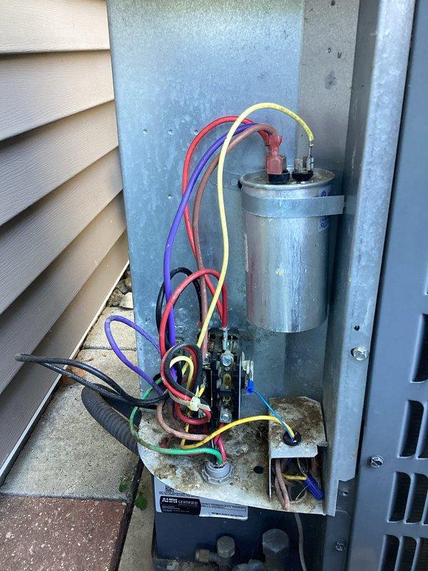 Completed planned air conditioning maintenance per membership agreement. Performed comprehensive system inspection of outdoor condensing unit, including visual examination of electrical components, capacitor, contactor assembly, and wiring connections. All electrical components found to be in proper working condition with secure wire connections and no signs of electrical failure. Noted standard wear consistent with normal operation. System operational and ready for cooling season.