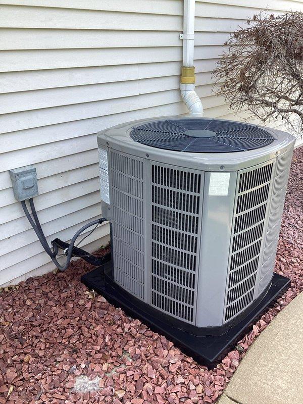 Completed planned maintenance service on residential cooling system. Performed comprehensive inspection of outdoor condenser unit, verified proper electrical connections and capacitor operation, checked refrigerant levels, and confirmed all mechanical components functioning within normal parameters. Unit operating efficiently with no deficiencies noted at time of service.