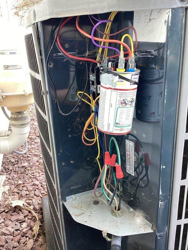 Completed planned maintenance service on residential cooling system. Performed comprehensive inspection of outdoor condenser unit, verified proper electrical connections and capacitor operation, checked refrigerant levels, and confirmed all mechanical components functioning within normal parameters. Unit operating efficiently with no deficiencies noted at time of service.