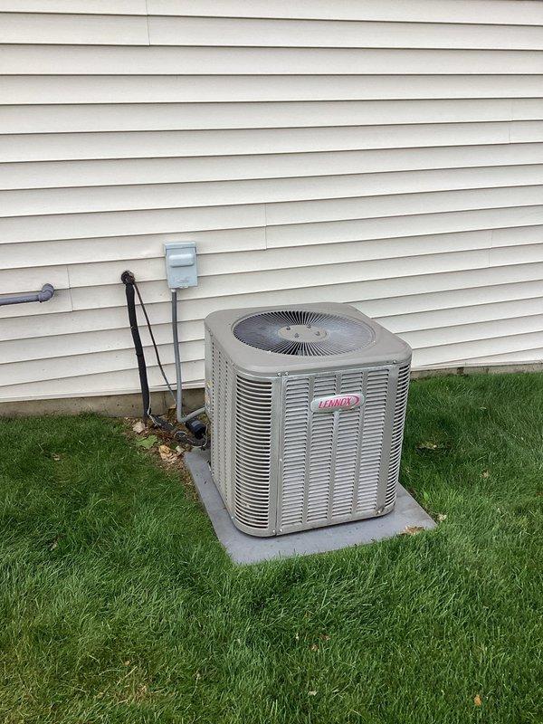 Completed monthly Gold Level planned maintenance on a single residential HVAC system. Performed comprehensive inspection of 10-year-old Lennox outdoor condensing unit, verifying proper operation of compressor, condenser fan motor, and electrical components. Inspected dual-run capacitor with visual confirmation of secure mounting and proper terminal connections. Evaluated refrigerant line insulation and electrical disconnect box for code compliance and safe operation. Confirmed unit is level on concrete pad with adequate clearance for airflow. All wiring connections, including control wiring and power supply, were inspected and found secure with no signs of deterioration or overheating. System operating within normal parameters with no deficiencies noted at time of service.